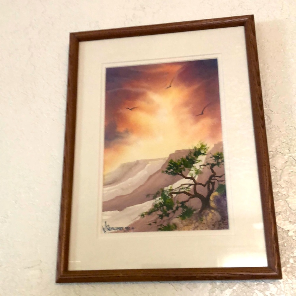 Signed original framed and matted southwest watercolor painting.